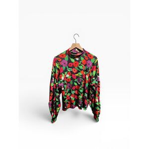 Zara Ditsy Floral Blouse Women’s Medium Colorful Geometric Art Teacher Top